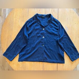 Quince Deep Blue, 100% silk Button-Down Shirt